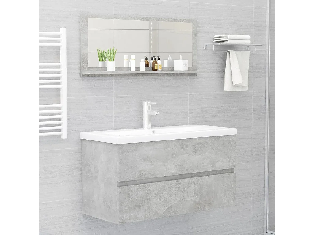 Miroir de salle de bain Gris béton 90x10,5x37 cm Aggloméré