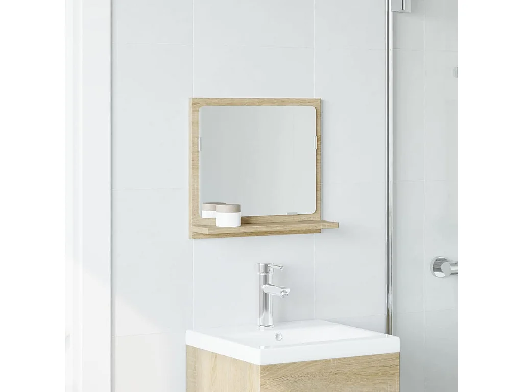 Étagère de salle de bain à miroir chêne sonoma bois ingénierie