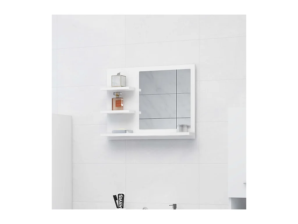 Witte badkamerspiegel 60x10,5x45 cm bewerkt hout