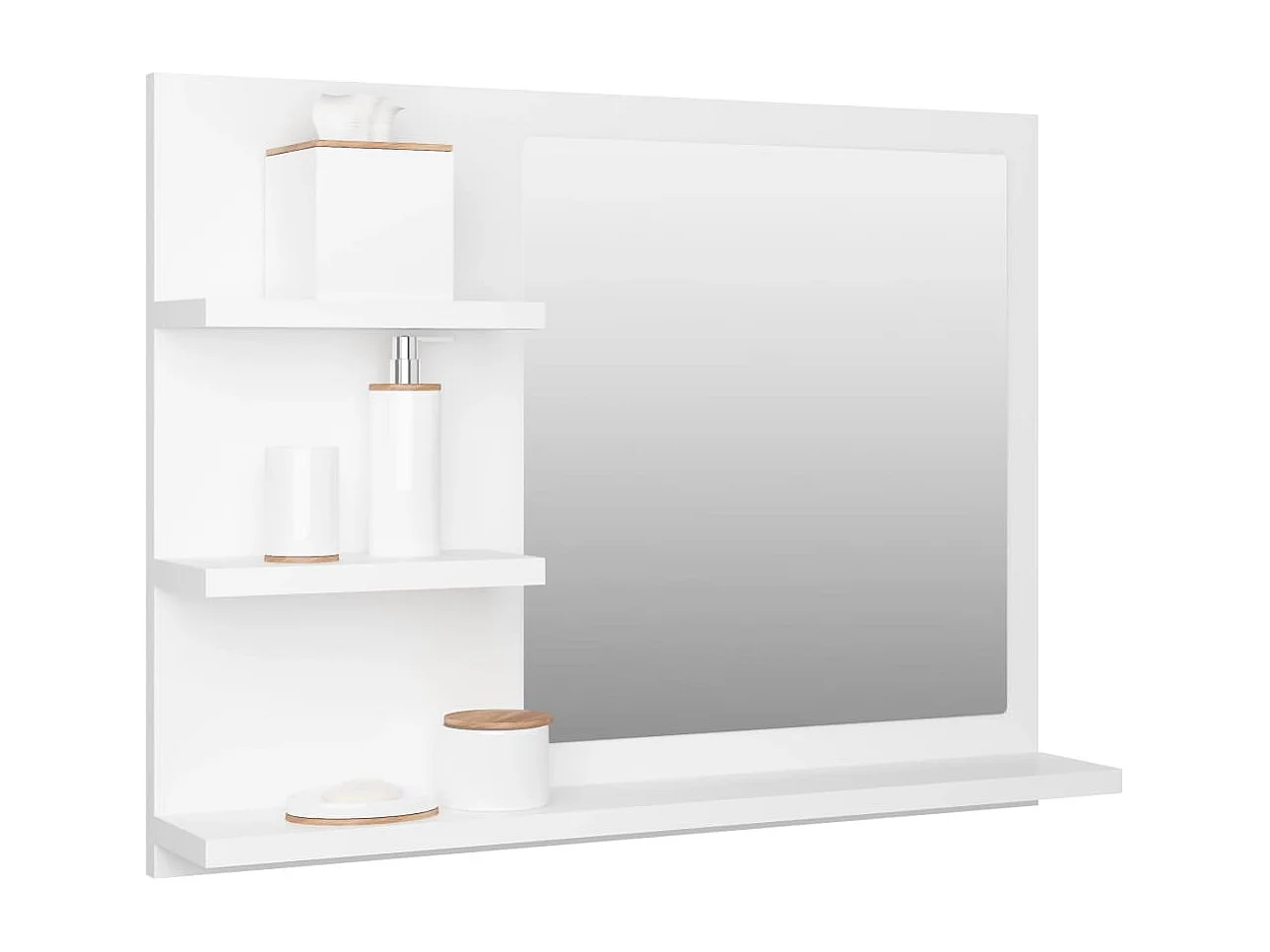 Witte badkamerspiegel 60x10,5x45 cm bewerkt hout