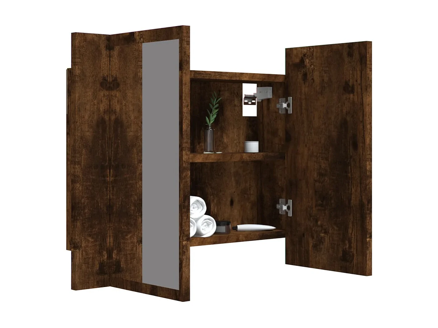 LED spiegelkast Gerookt eikenhout 60x12x45 cm Technisch hout