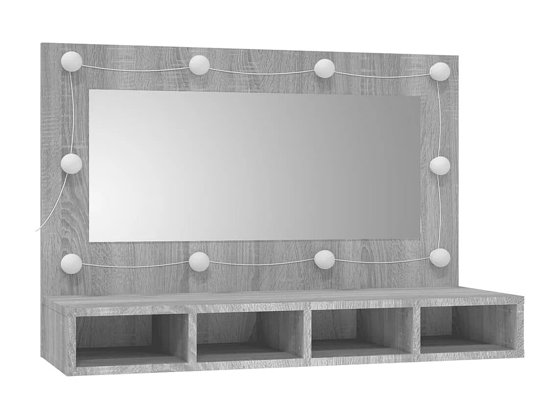 Armario espejo Sonoma gris con LED 90x31,5x62 cm