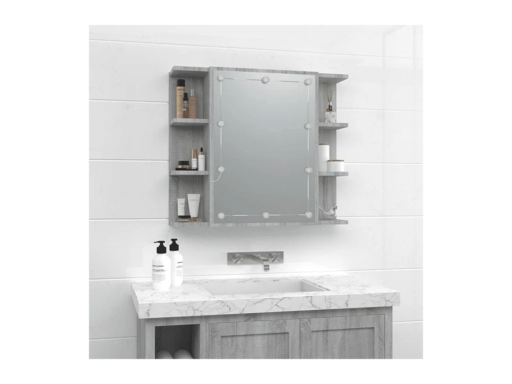 Armario espejo Sonoma gris con LED 70x16,5x60 cm