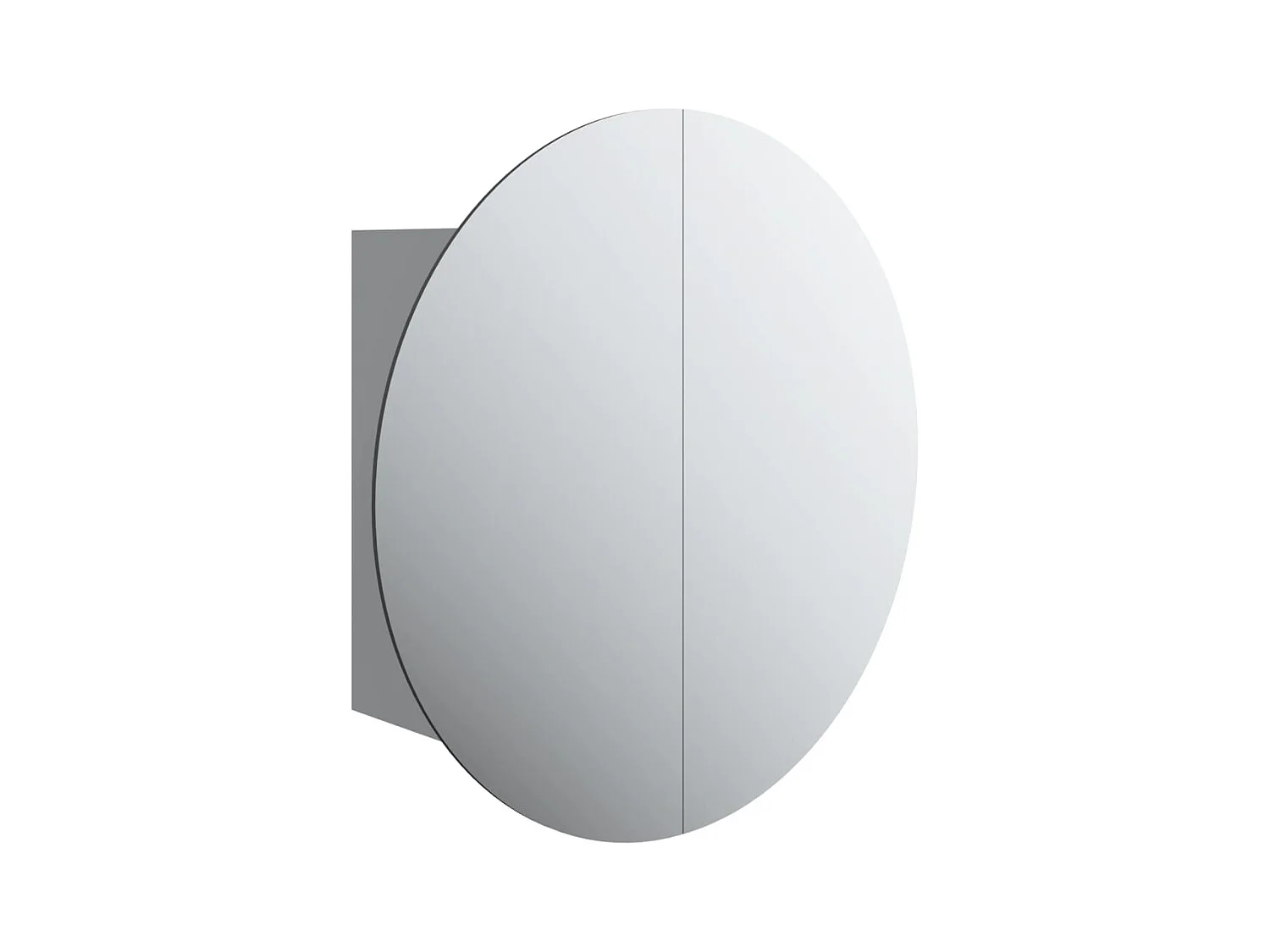 Mobiletto da bagno rotondo con specchio e luci LED, Grigio, 40x40x17,5 cm