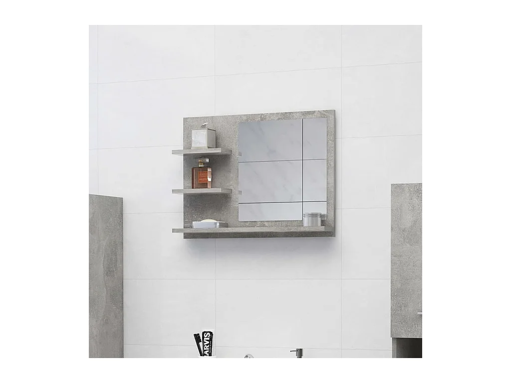 Specchio da bagno grigio cemento 60x10,5x45cm in legno ingegnerizzato