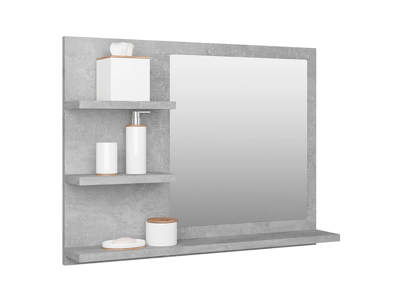 Specchio da bagno grigio cemento 60x10,5x45cm in legno ingegnerizzato