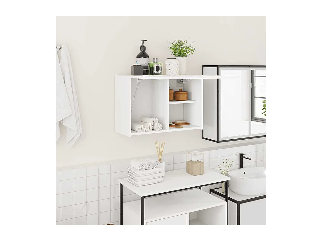 Witte badkamerkast 60x25x40 cm van bewerkt hout