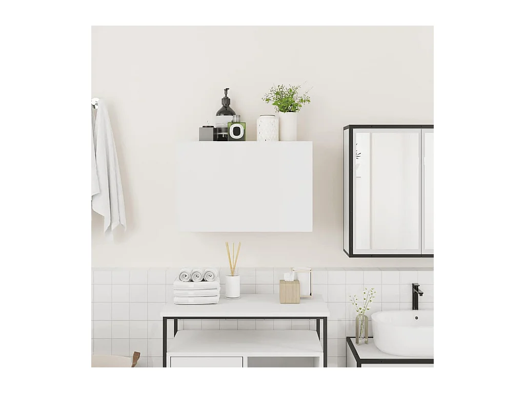 Witte badkamerkast 60x25x40 cm van bewerkt hout