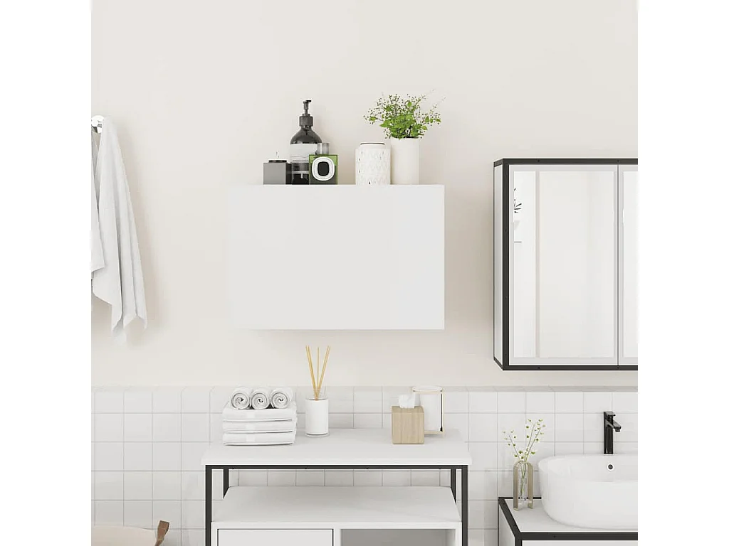 Armoire murale de bain blanc 60x25x40 cm bois d'ingénierie