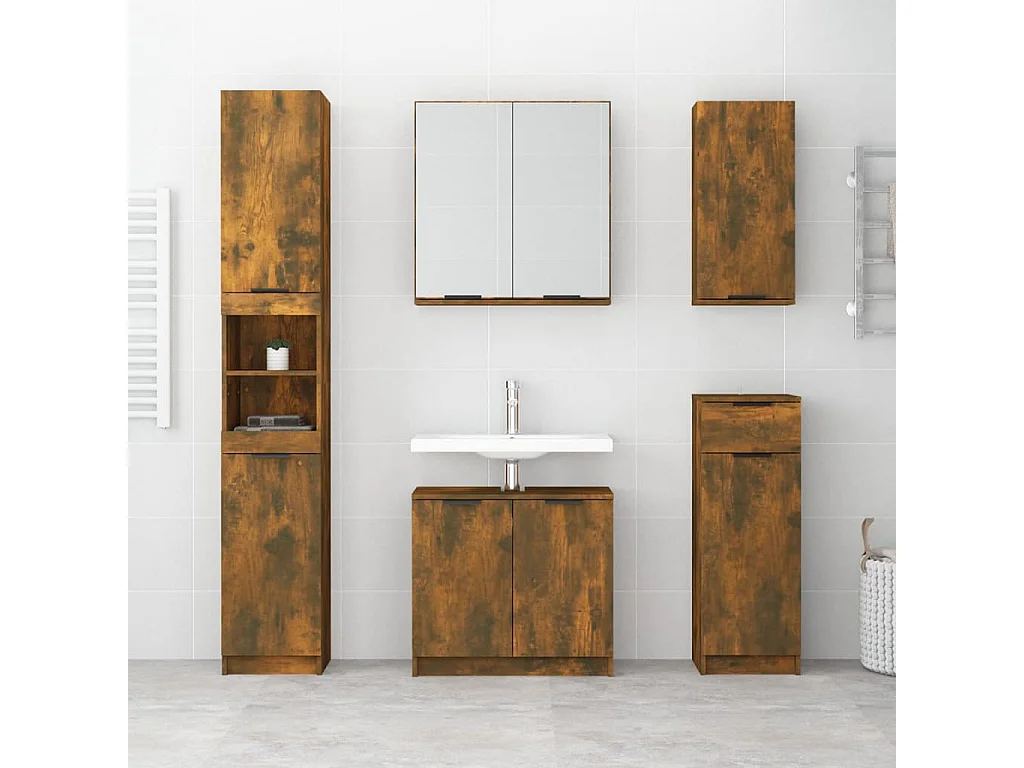 Armoire de salle de bain murale Chêne fumé 32x20x67 cm