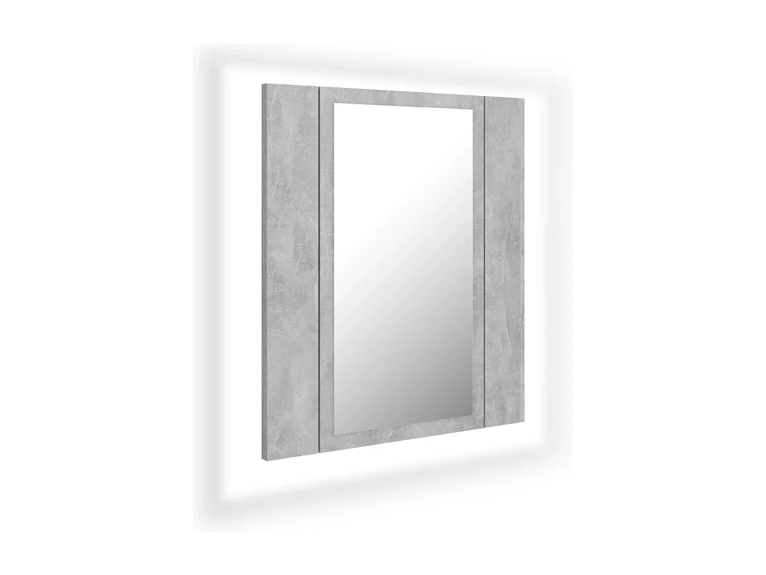 Armoire de salle de bain à miroir LED Gris béton Acrylique