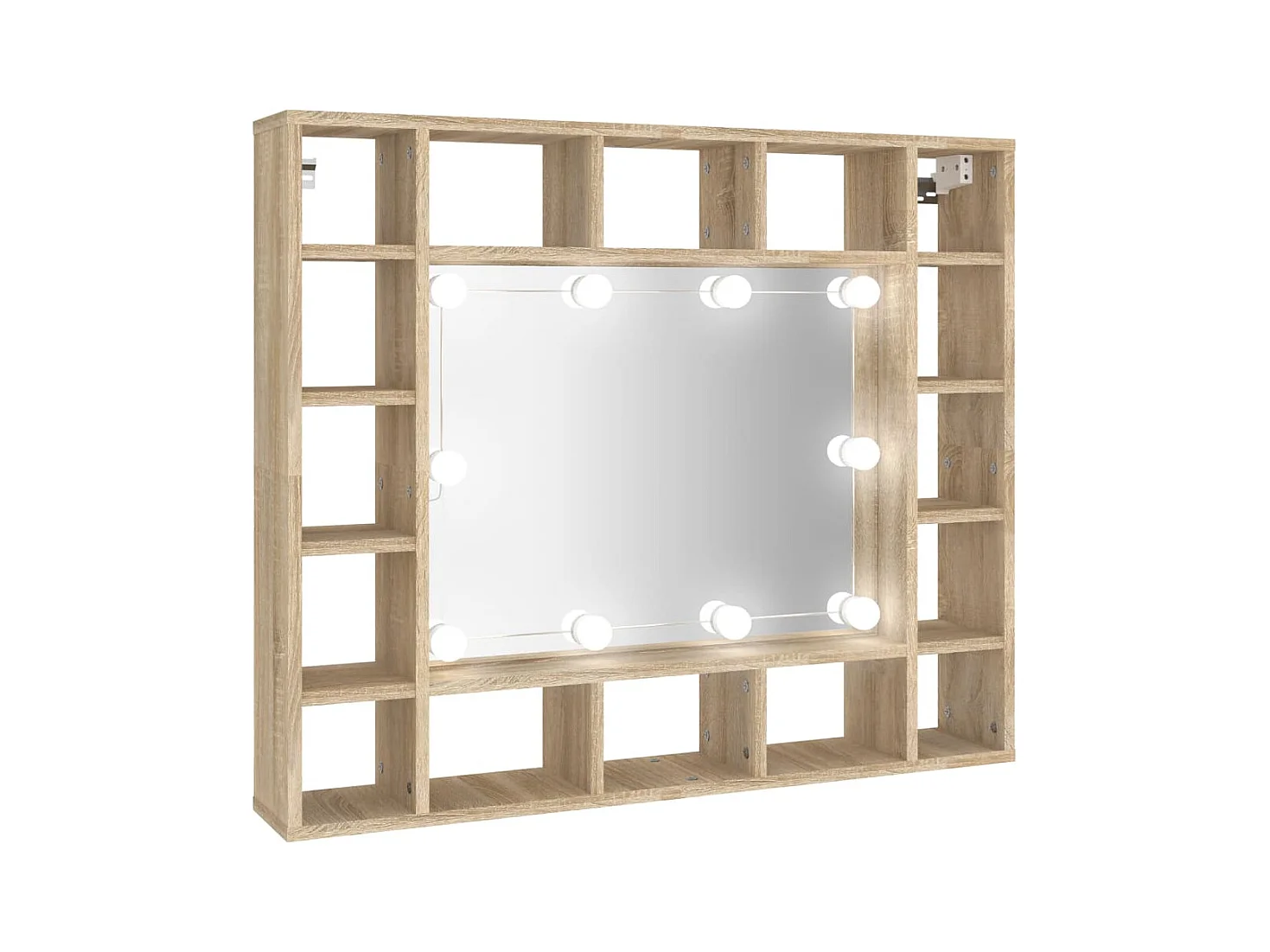 Armario espejo con LED roble Sonoma 91x15x76,5 cm