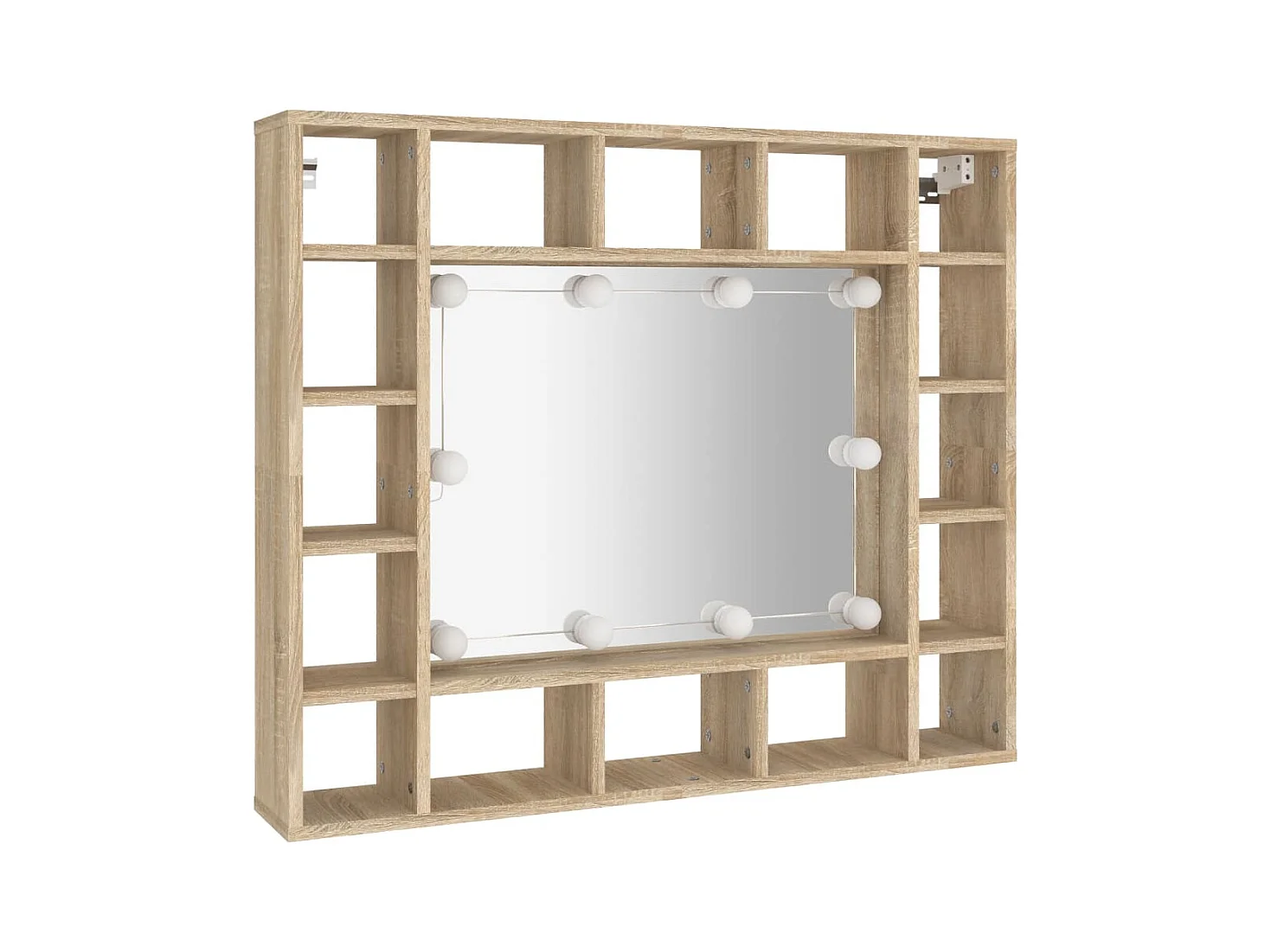 Armario espejo con LED roble Sonoma 91x15x76,5 cm
