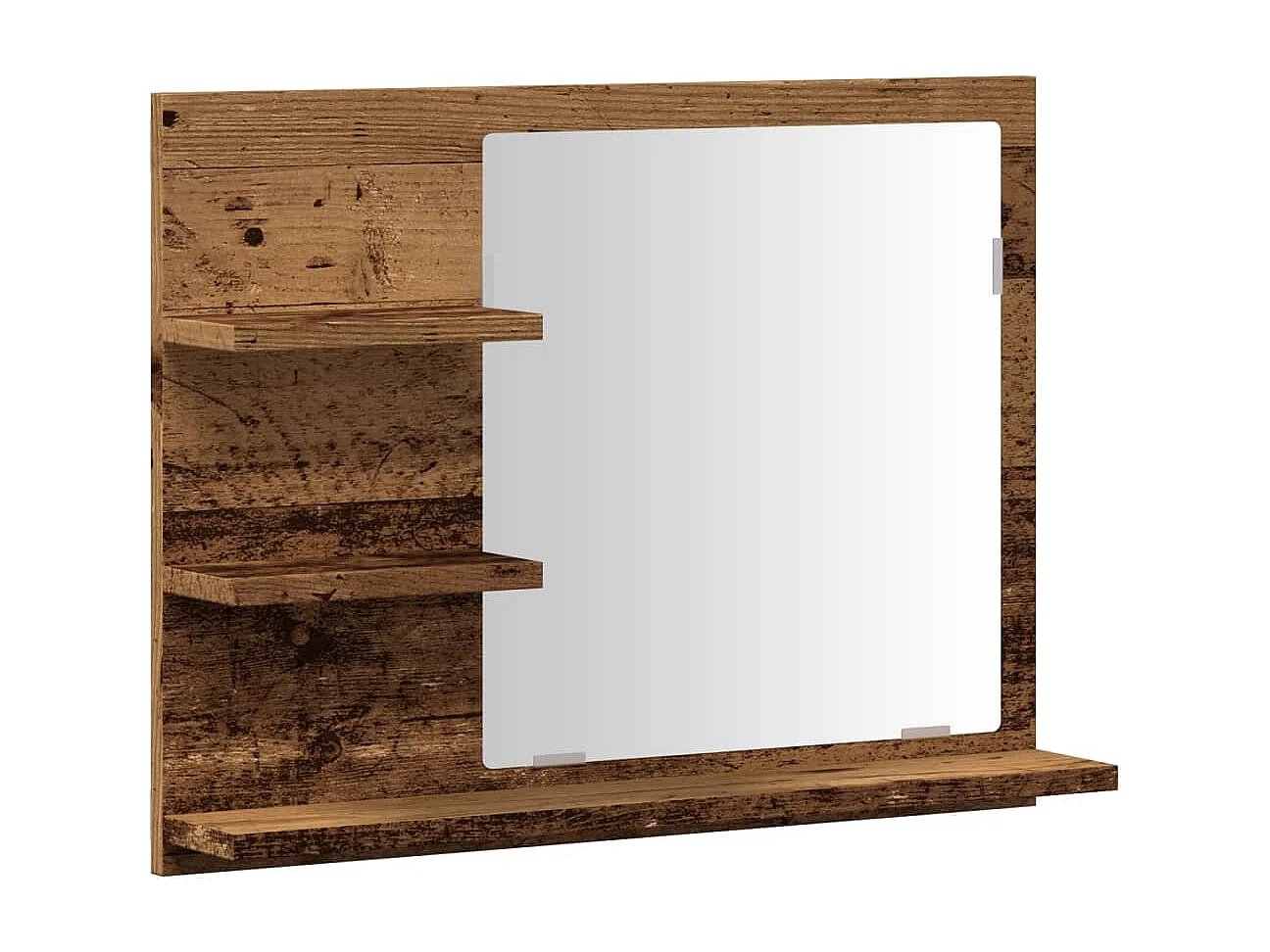 Mueble de baño con espejo de madera vieja de ingeniería de madera