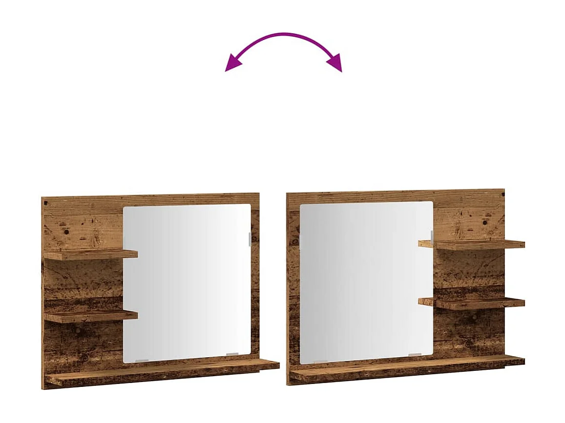 Mueble de baño con espejo de madera vieja de ingeniería de madera