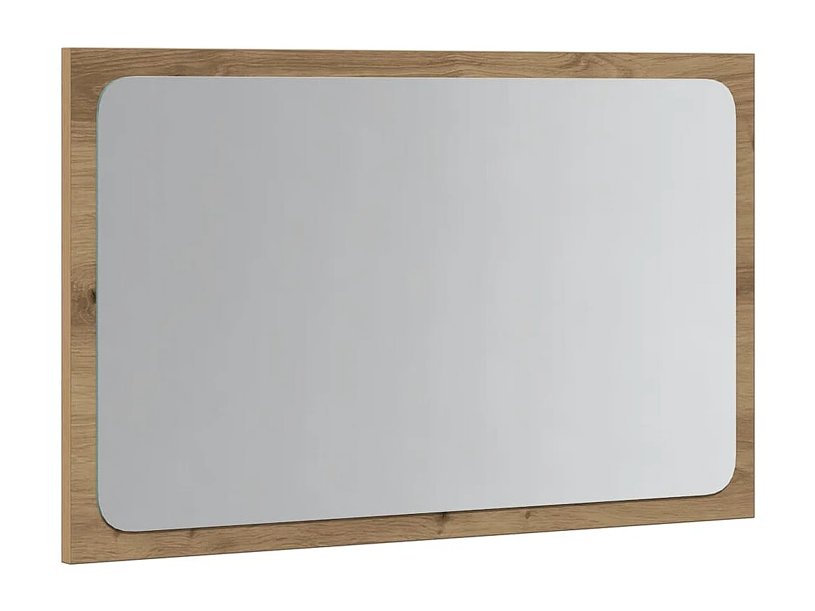 Specchio da bagno con luce LED, in rovere lavorato a mano