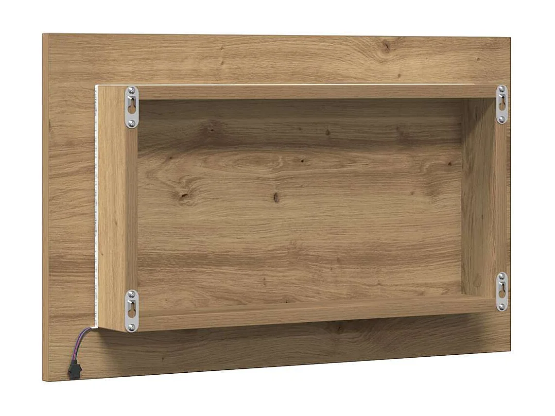 Specchio da bagno con luce LED, in rovere lavorato a mano