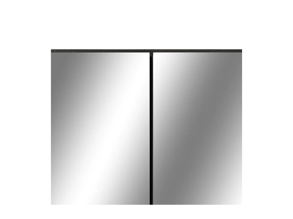 Mobiletto per bagno con specchio LED nero 80x15x60 cm MDF