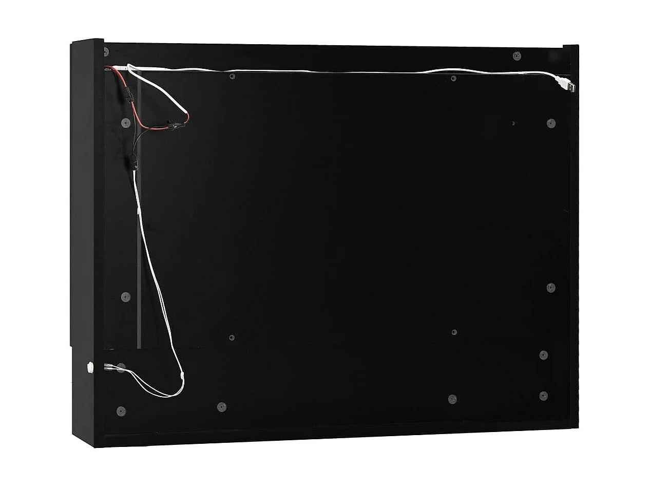 Mobiletto per bagno con specchio LED nero 80x15x60 cm MDF