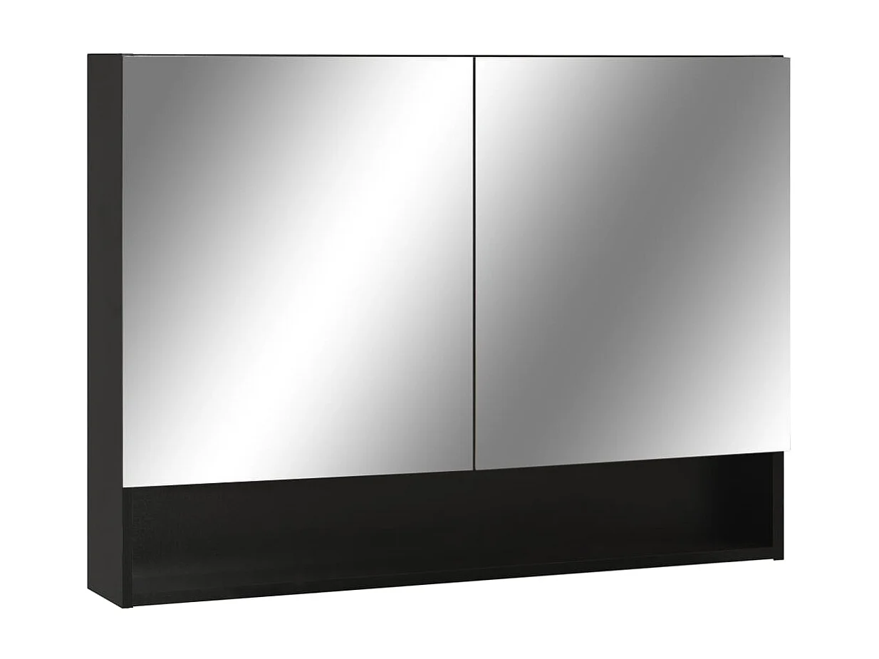 Armario de baño con espejo LED negro 80x15x60 cm MDF