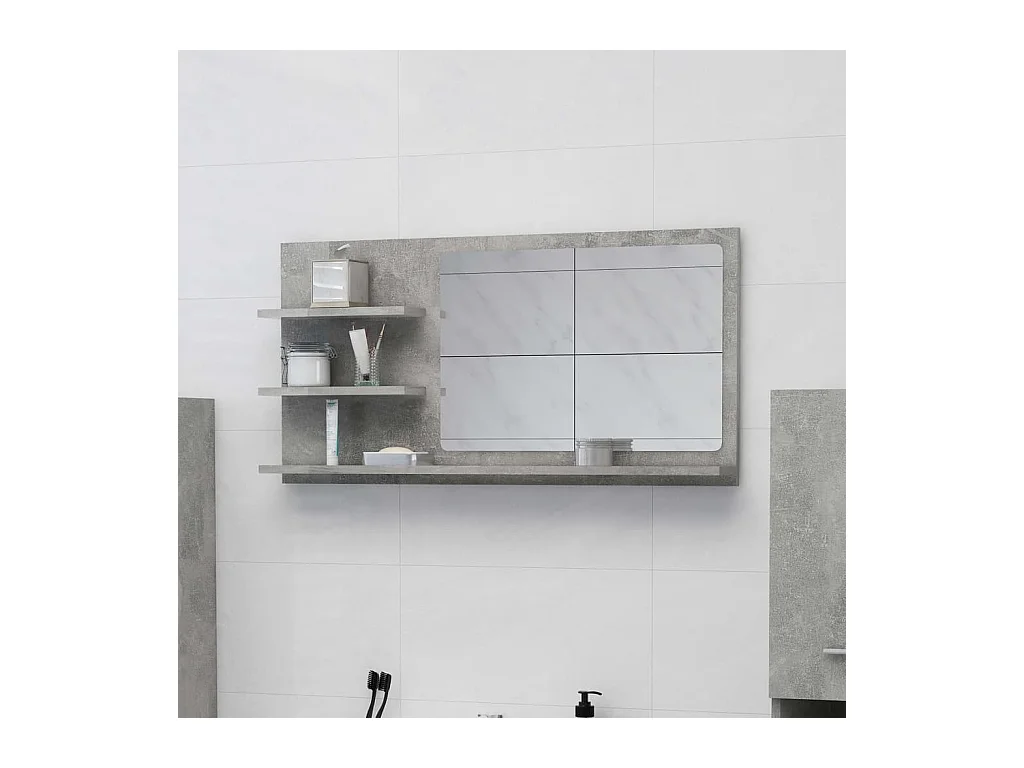 Specchio da bagno in legno ingegnerizzato grigio cemento