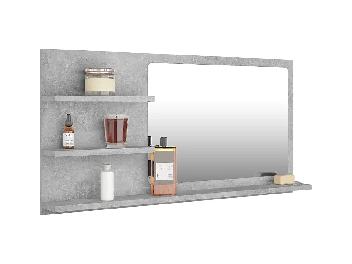 Specchio da bagno in legno ingegnerizzato grigio cemento