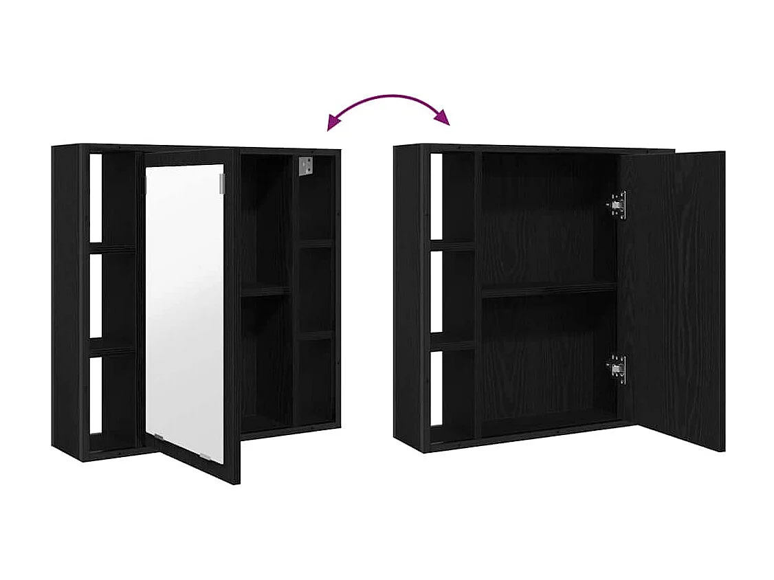 Armoire à miroir de salle de bain chêne noir bois ingénierie