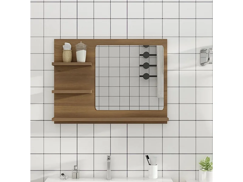 Specchio da bagno Rovere marrone 60x10,5x45 cm Legno composito