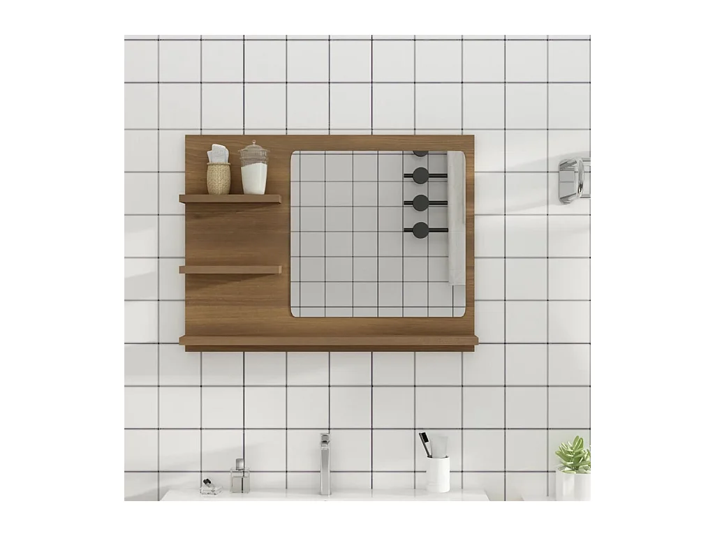 Specchio da bagno Rovere marrone 60x10,5x45 cm Legno composito