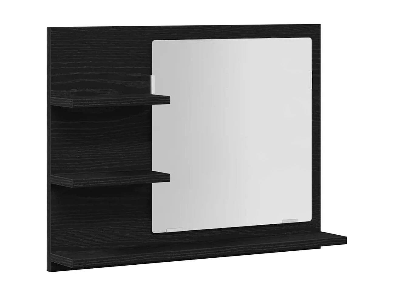 Zwarte eiken badkamerspiegel 60x10,5x45cm bewerkt hout