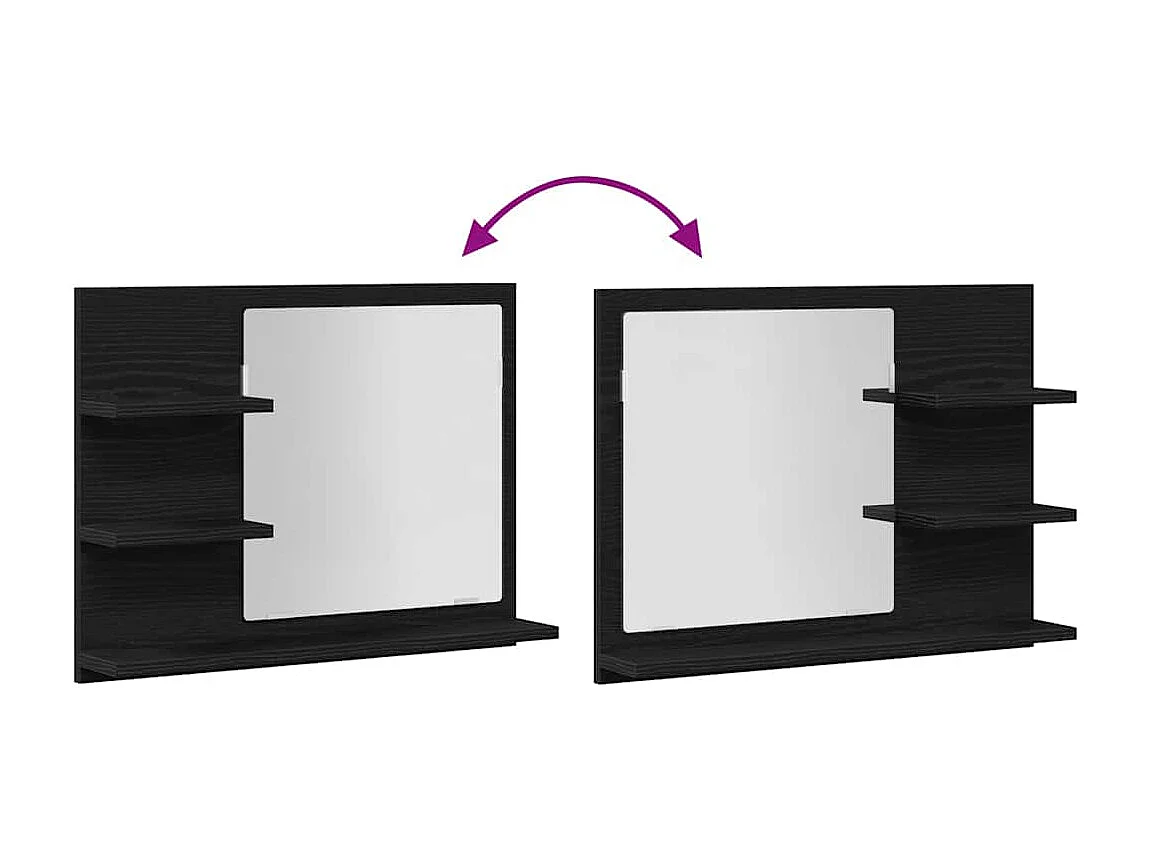 Zwarte eiken badkamerspiegel 60x10,5x45cm bewerkt hout