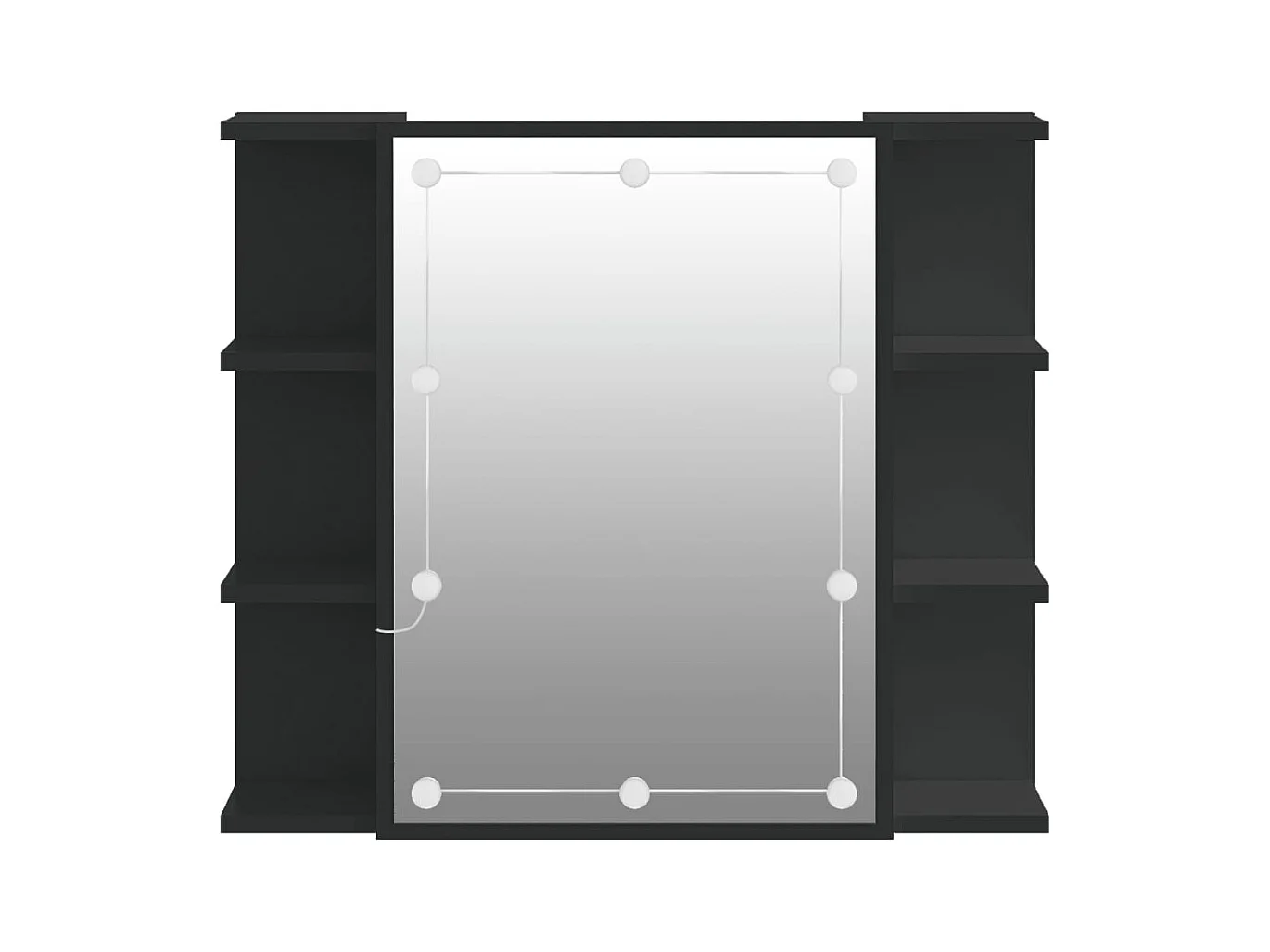 Mobiletto a specchio con LED nero 70x16,5x60 cm