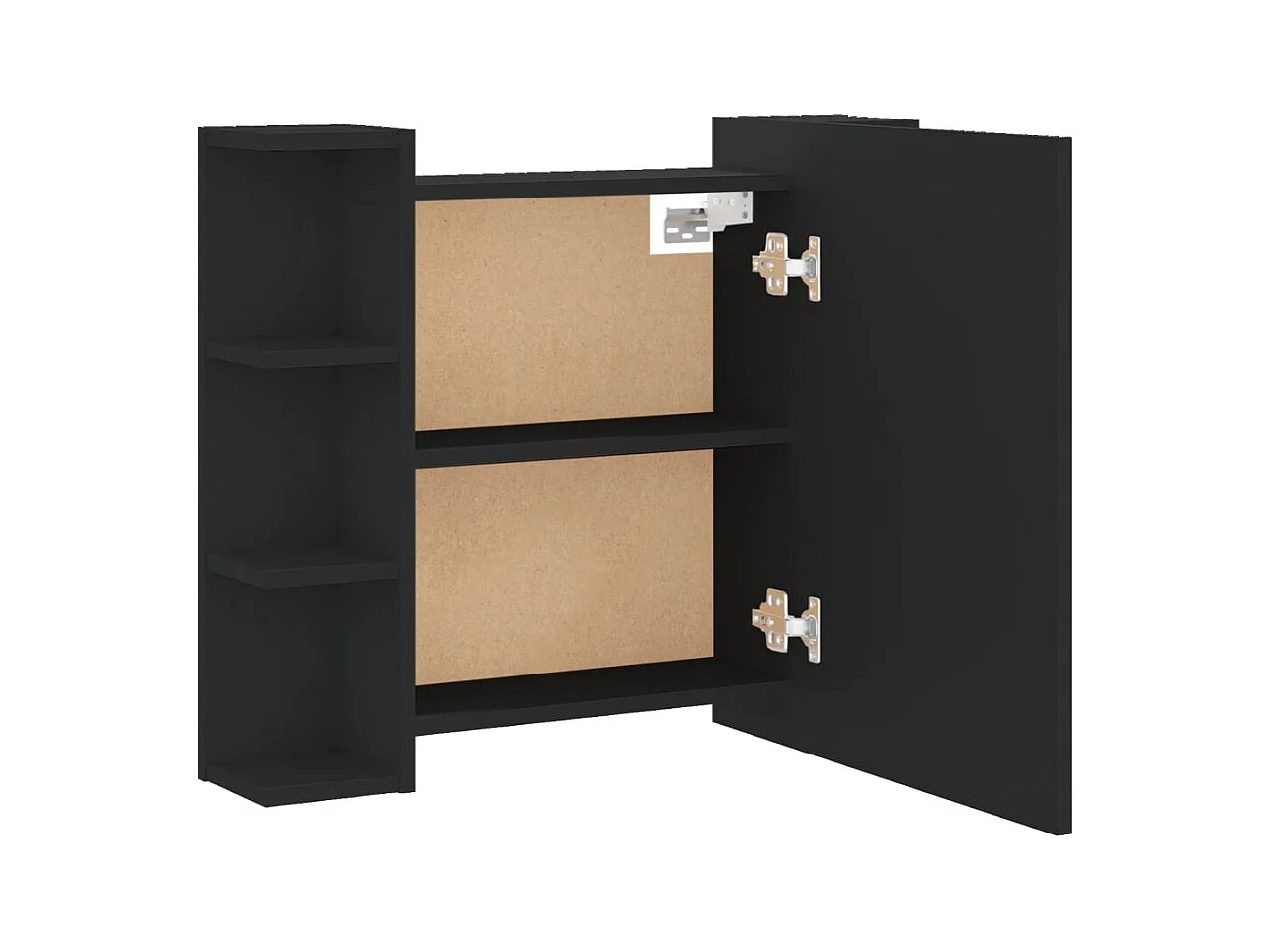 Mobiletto a specchio con LED nero 70x16,5x60 cm