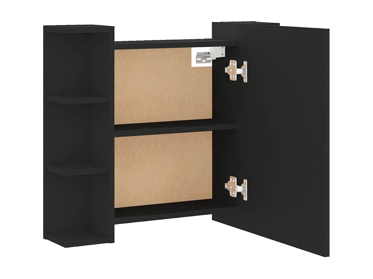 Mobiletto a specchio con LED nero 70x16,5x60 cm