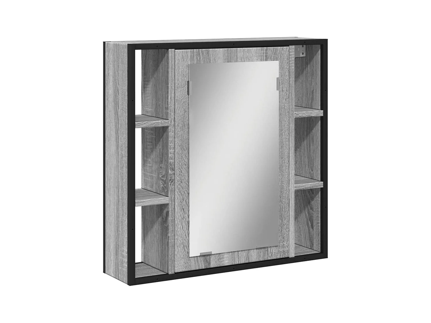 Mobiletto per bagno con specchio in legno ingegnerizzato grigio Sonoma