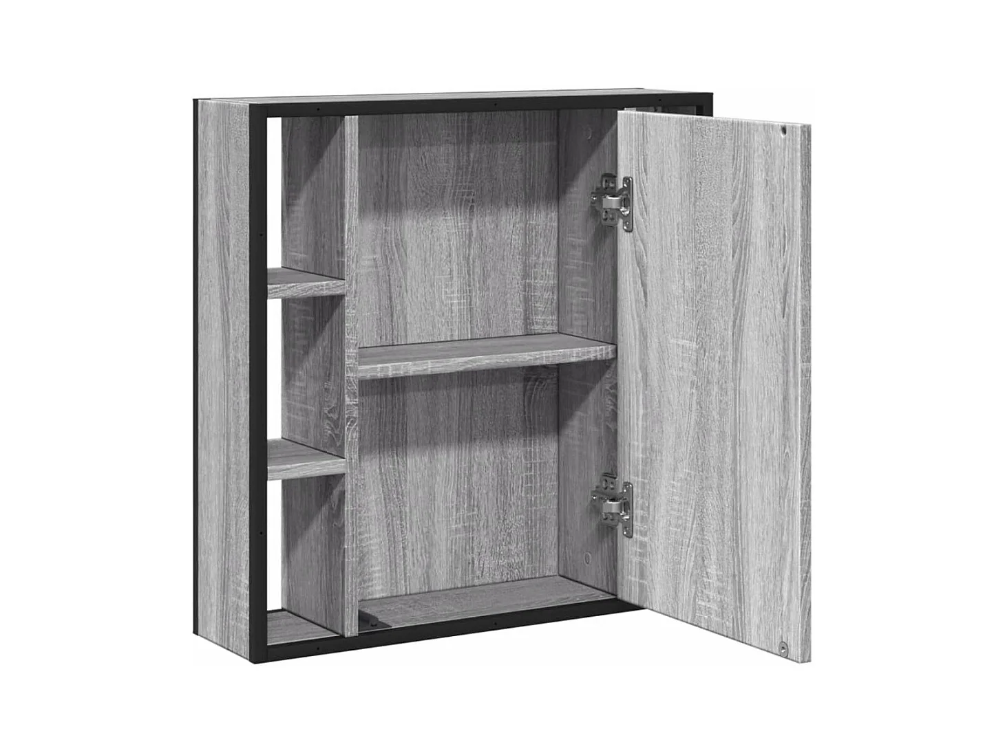 Mobiletto per bagno con specchio in legno ingegnerizzato grigio Sonoma