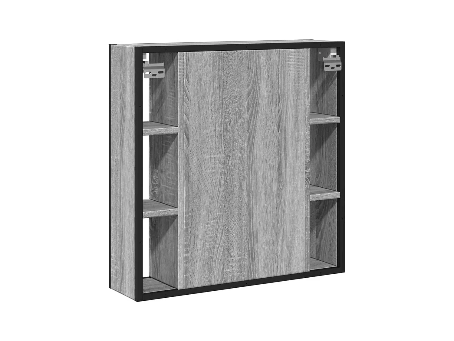 Mobiletto per bagno con specchio in legno ingegnerizzato grigio Sonoma