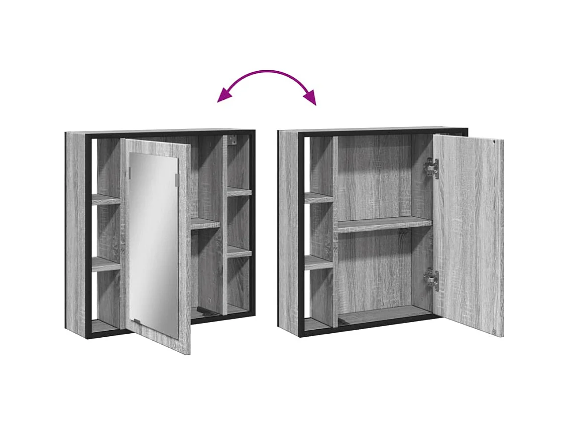 Mobiletto per bagno con specchio in legno ingegnerizzato grigio Sonoma