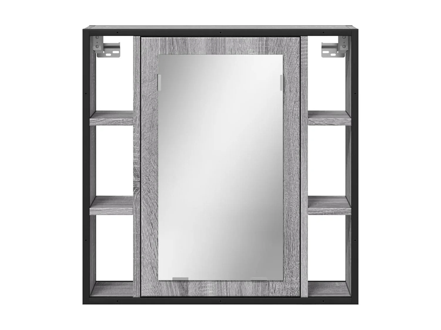 Mobiletto per bagno con specchio in legno ingegnerizzato grigio Sonoma