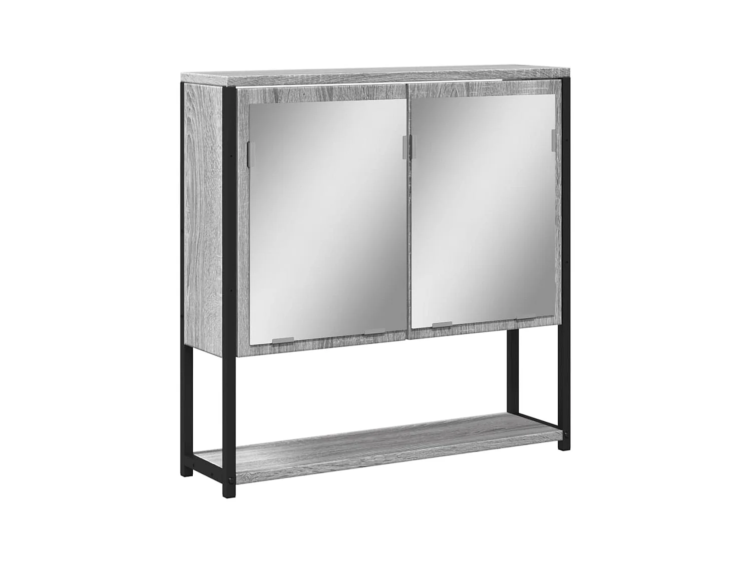 Mobiletto per bagno con specchio in legno ingegnerizzato grigio Sonoma