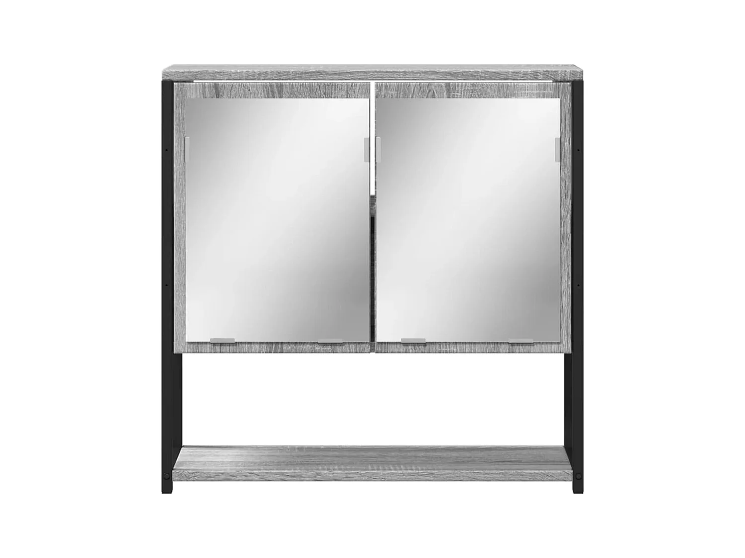 Mobiletto per bagno con specchio in legno ingegnerizzato grigio Sonoma