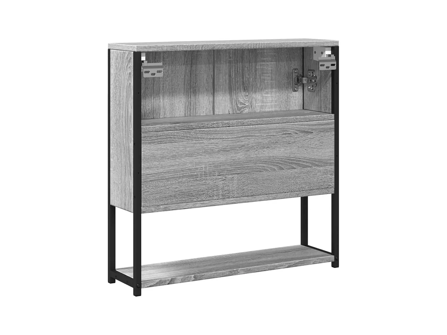 Mobiletto per bagno con specchio in legno ingegnerizzato grigio Sonoma