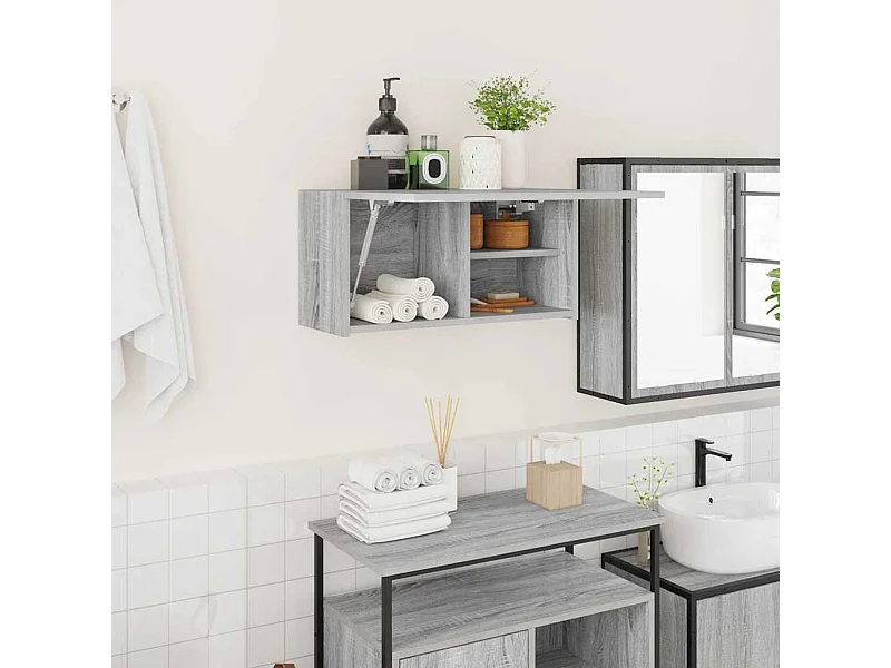 Mobiletto da bagno a muro Sonoma Grey 60x25x30cm in legno ingegnerizzato
