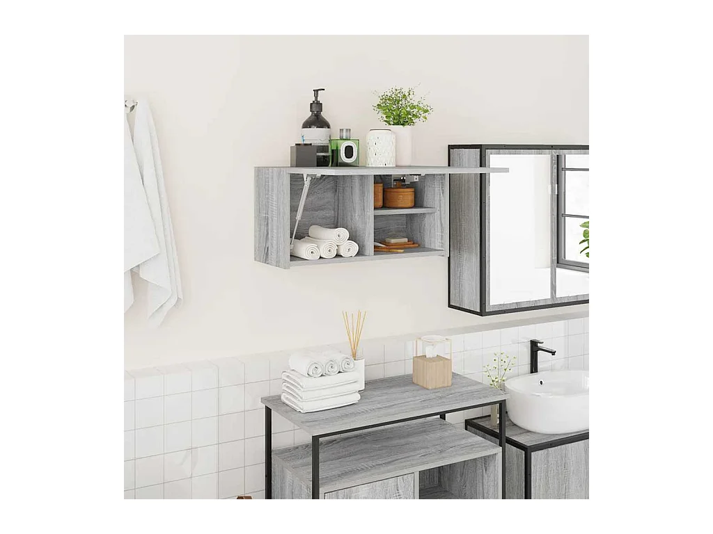 Mueble de baño de pared Sonoma gris de 60 x 25 x 30 cm, madera de ingeniería