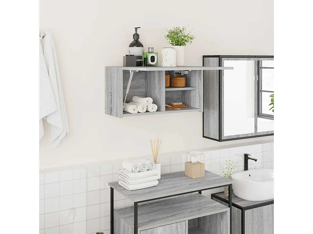Armoire murale de bain sonoma gris 60x25x30cm bois d'ingénierie