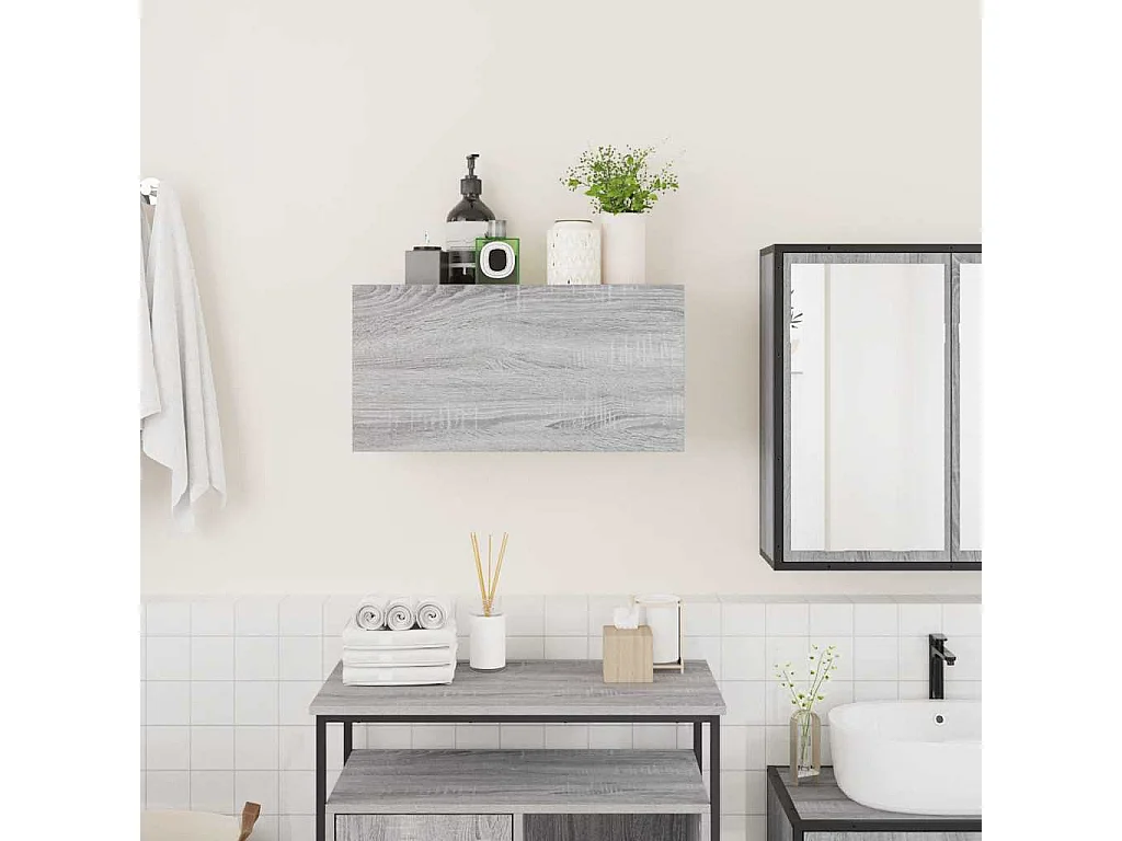 Armoire murale de bain sonoma gris 60x25x30cm bois d'ingénierie