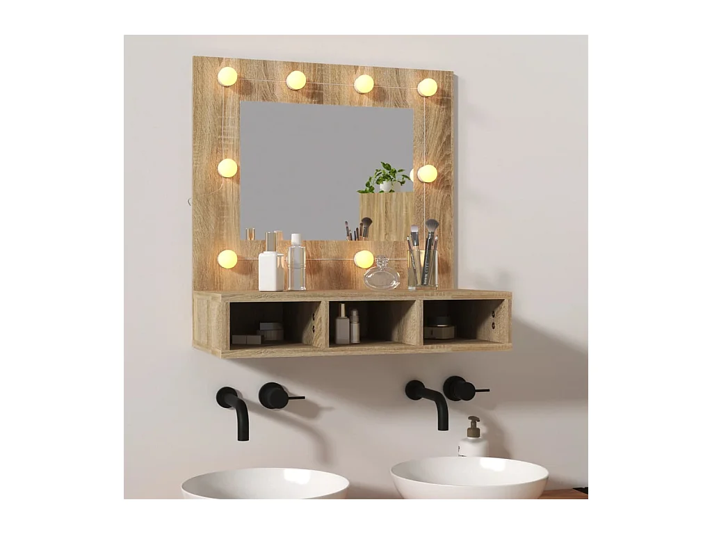 Armoire de miroir avec LED Chêne sonoma 60x31,5x62 cm