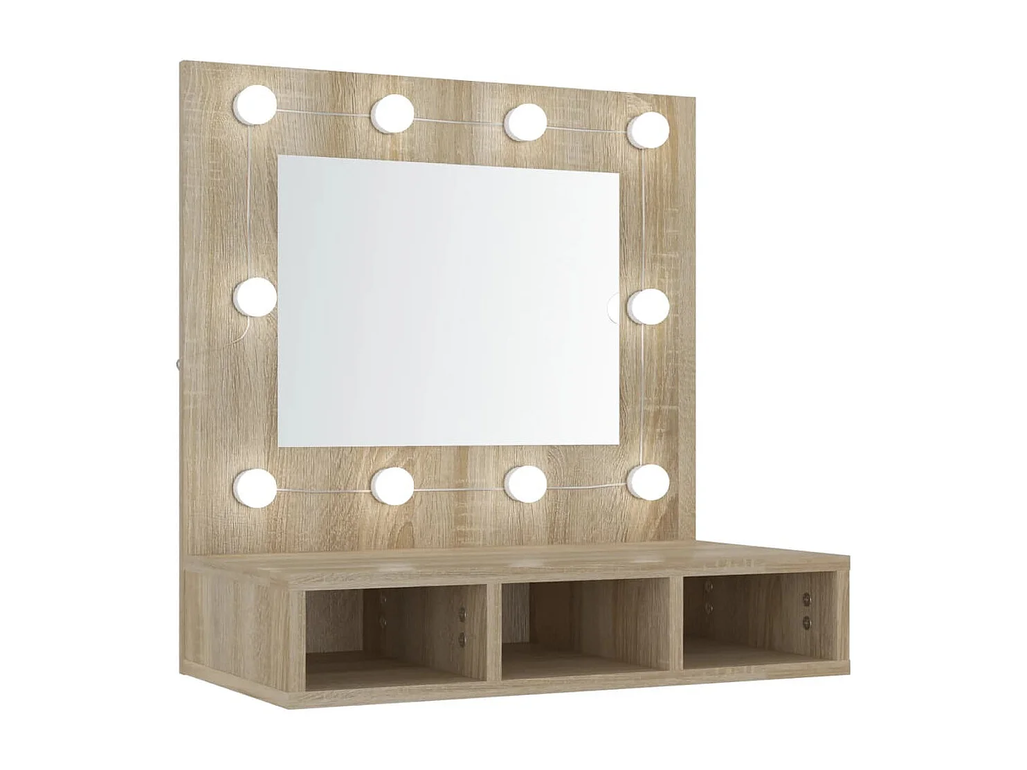 Armario espejo con LED roble Sonoma 60x31,5x62 cm