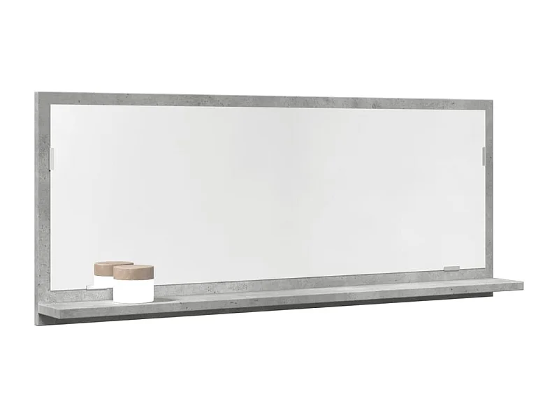 Mobiletto per bagno con specchio in legno ingegnerizzato grigio cemento