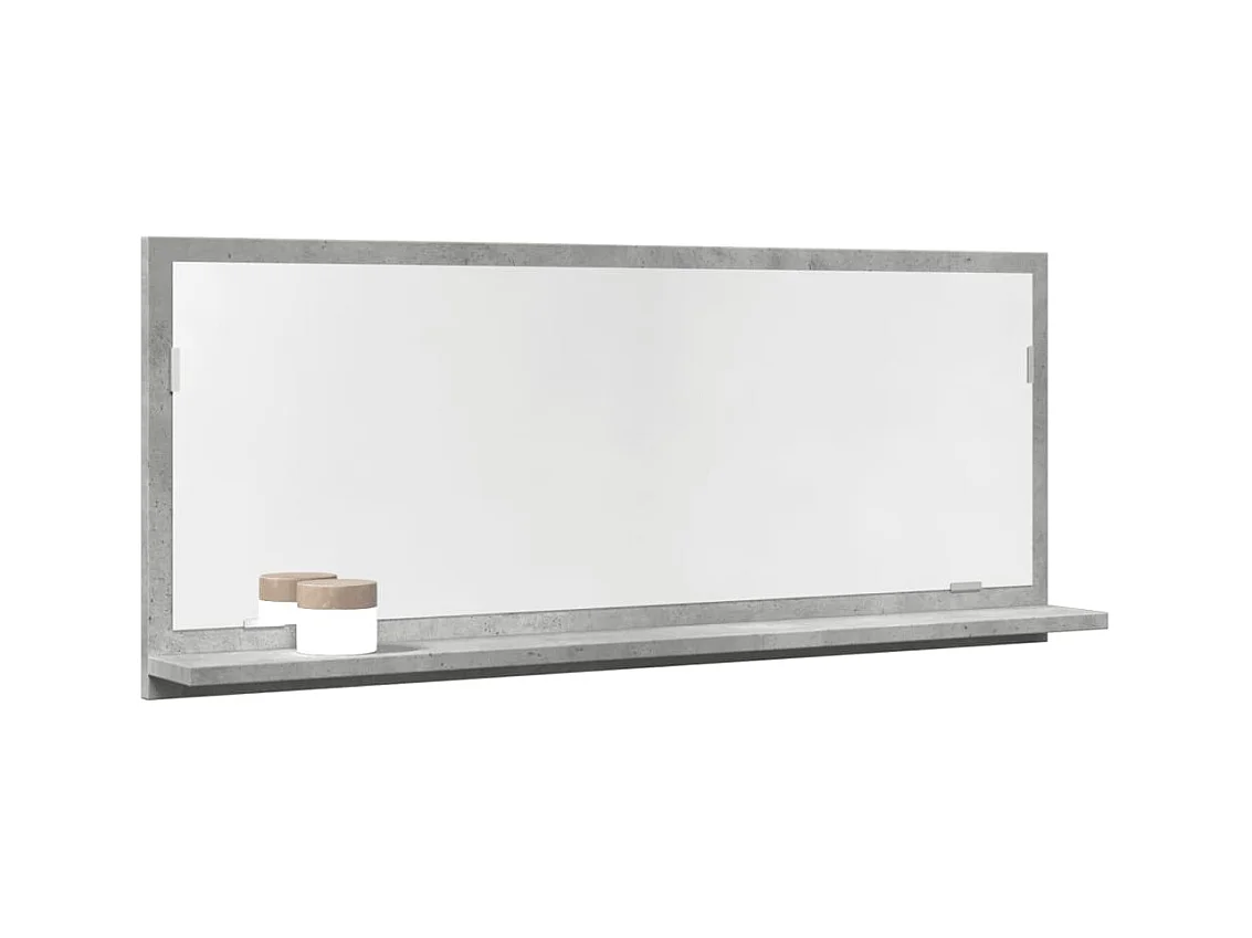 Mobiletto per bagno con specchio in legno ingegnerizzato grigio cemento